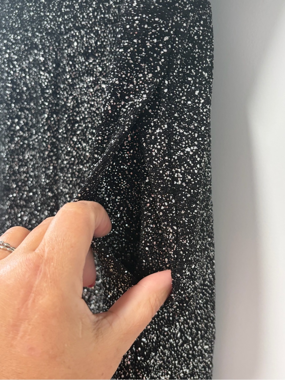 Davi & Dani Sparkle Luxe Wide Leg Pants NWT size Large Black Silver Flowy - Picture 10 of 12
